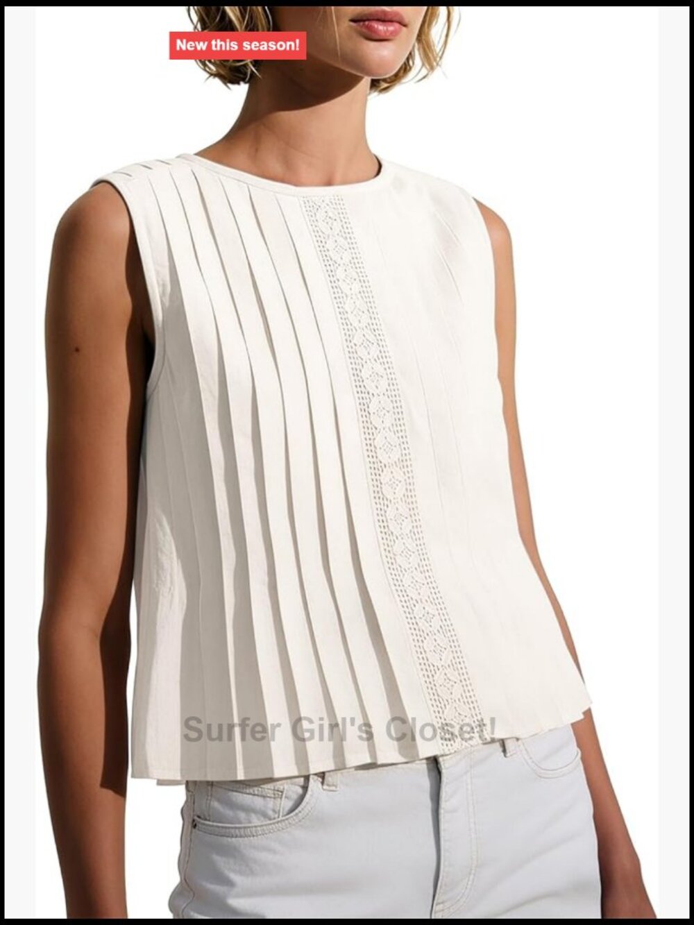 Women's Pleated Babydoll Tank Top Sleeveless Flowy Blouse
